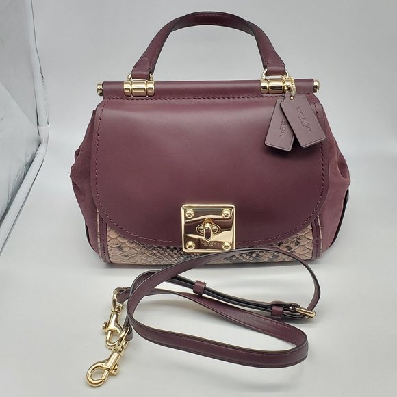 Coach Colorblock Exotic Drifter Top Handle Oxblood - Picture 1 of 9
